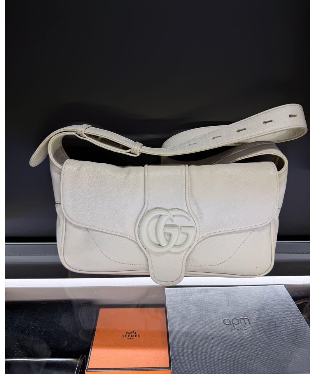 GUCCI Белая кожаная сумка через плечо, фото 2