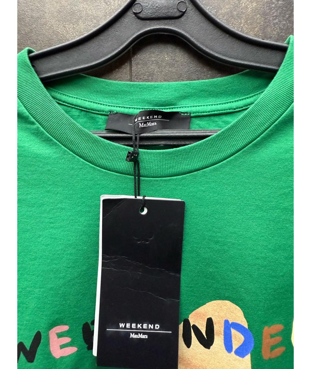 'S MAX MARA Зеленая хлопковая футболка, фото 4