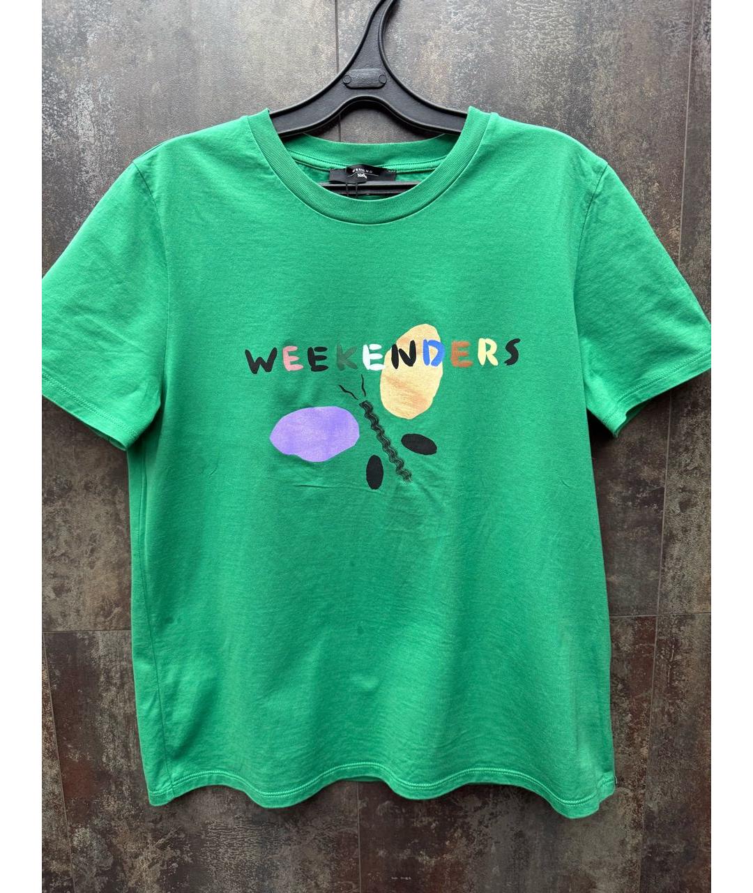 'S MAX MARA Зеленая хлопковая футболка, фото 5