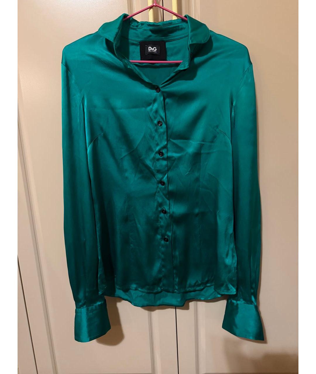 DOLCE&GABBANA Зеленая шелковая блузы, фото 3