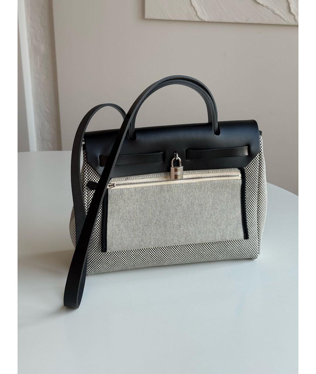 HERMES Серая тканевая сумка через плечо, фото 3