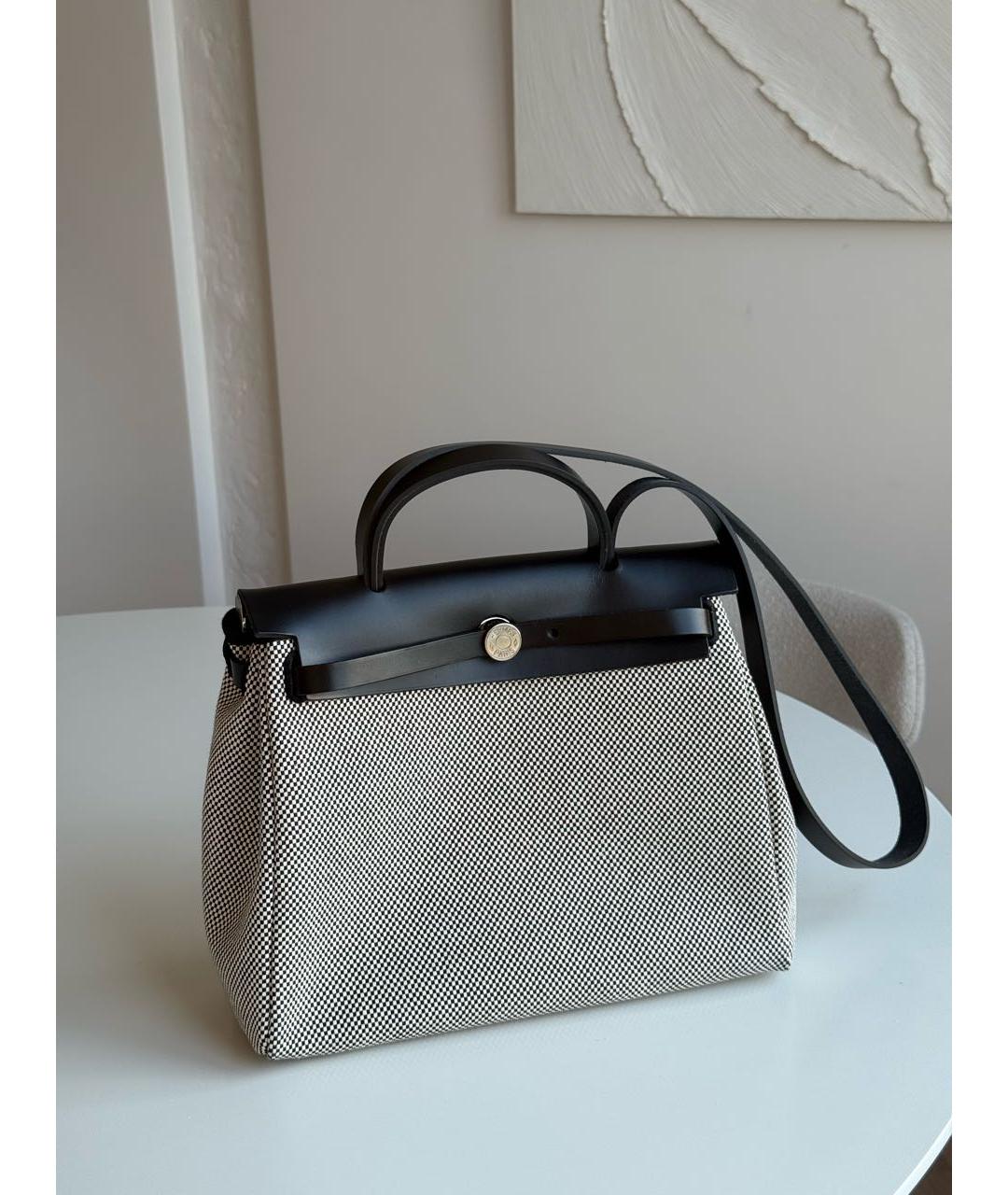 HERMES Серая тканевая сумка через плечо, фото 5