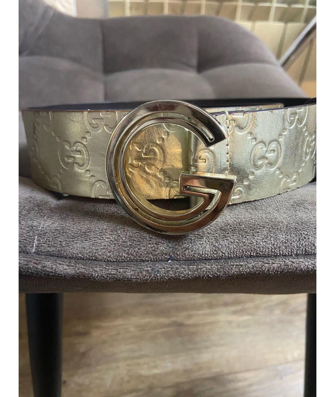 GUCCI Золотой кожаный ремень, фото 9