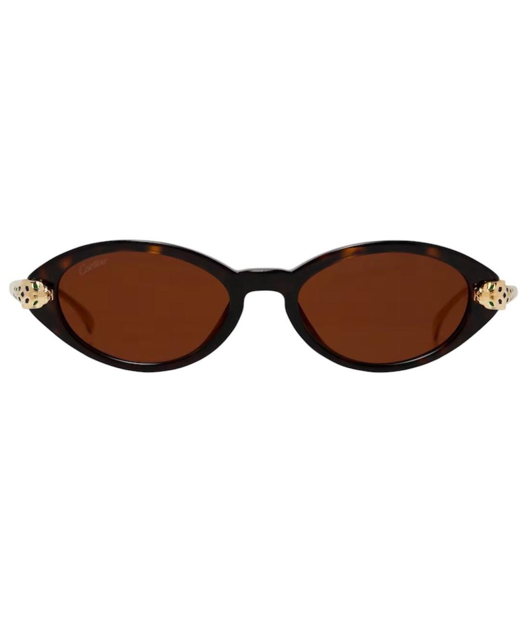 CARTIER Коричневые пластиковые солнцезащитные очки, фото 1