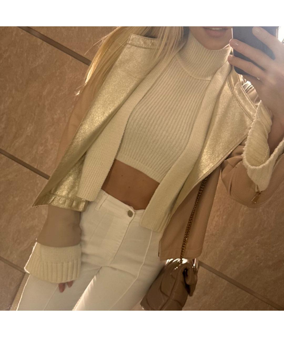 BRUNELLO CUCINELLI Бежевая кожаная куртка, фото 2