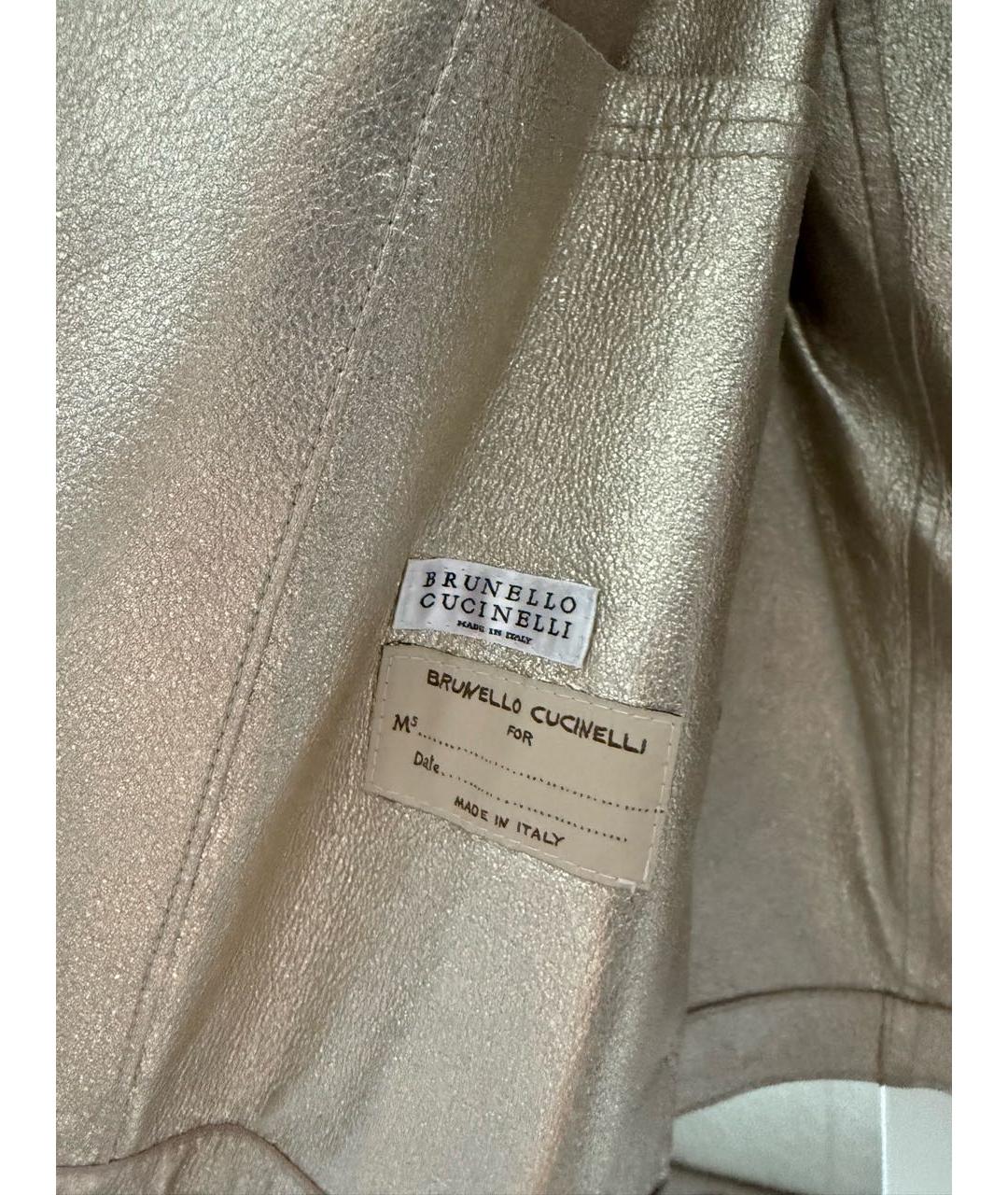BRUNELLO CUCINELLI Бежевая кожаная куртка, фото 4