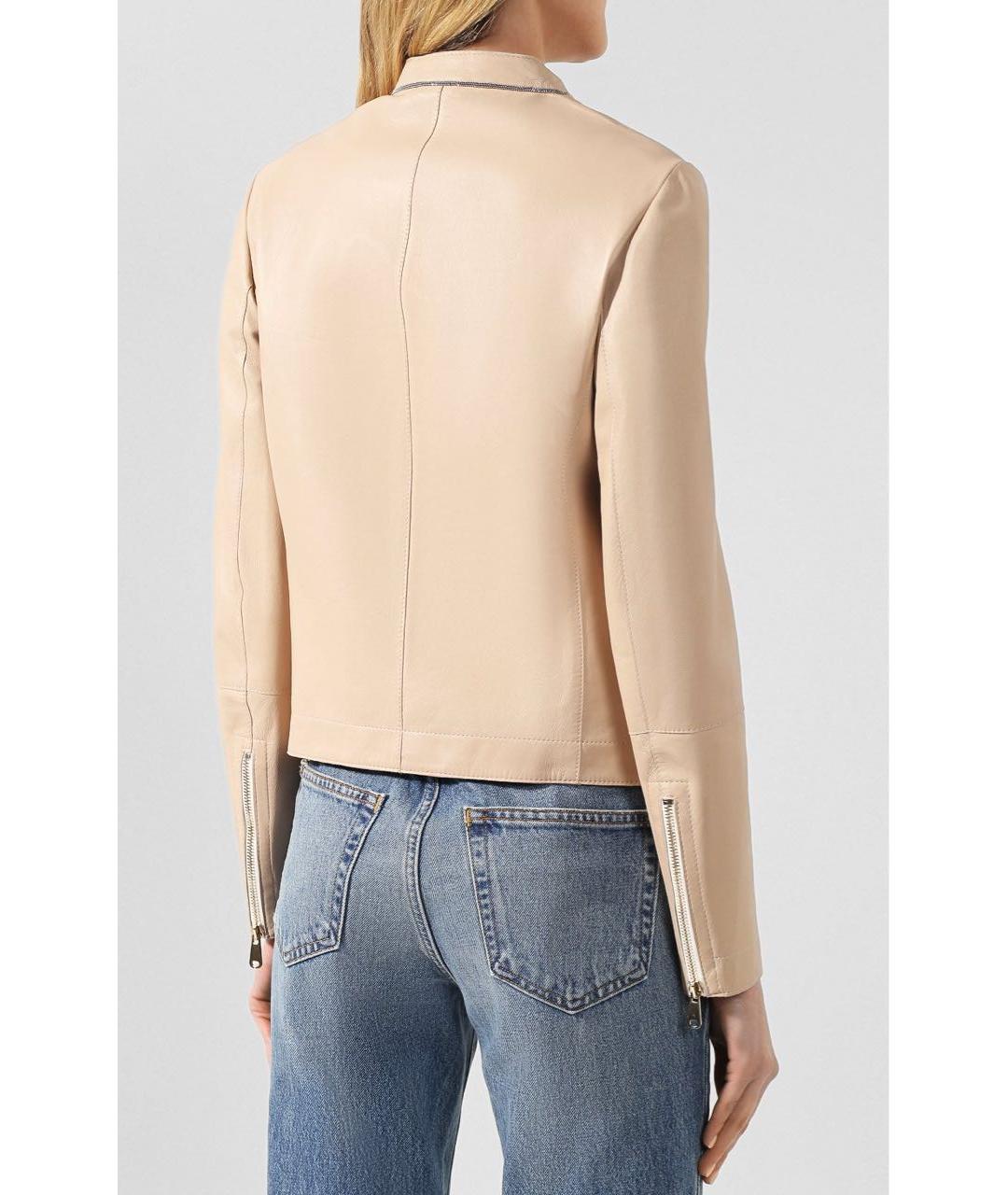 BRUNELLO CUCINELLI Бежевая кожаная куртка, фото 2