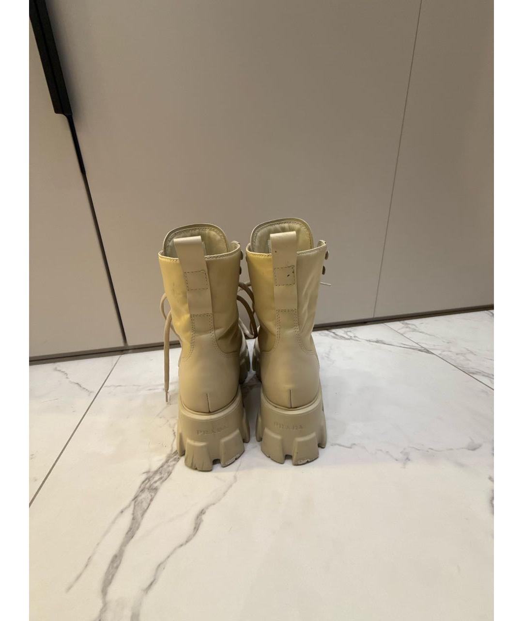 PRADA Бежевые кожаные ботинки, фото 4
