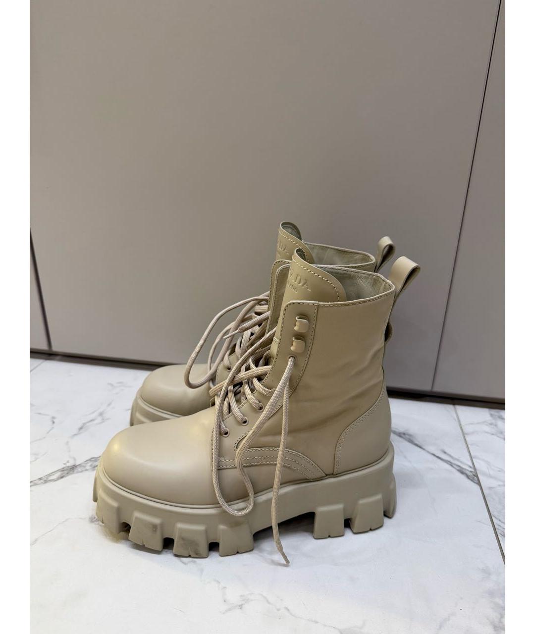 PRADA Бежевые кожаные ботинки, фото 6