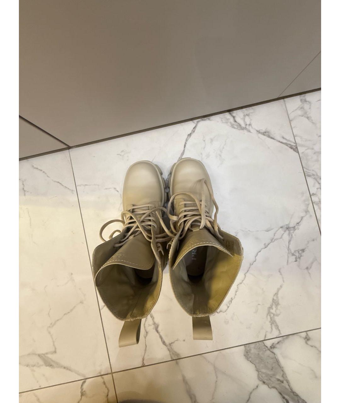 PRADA Бежевые кожаные ботинки, фото 3