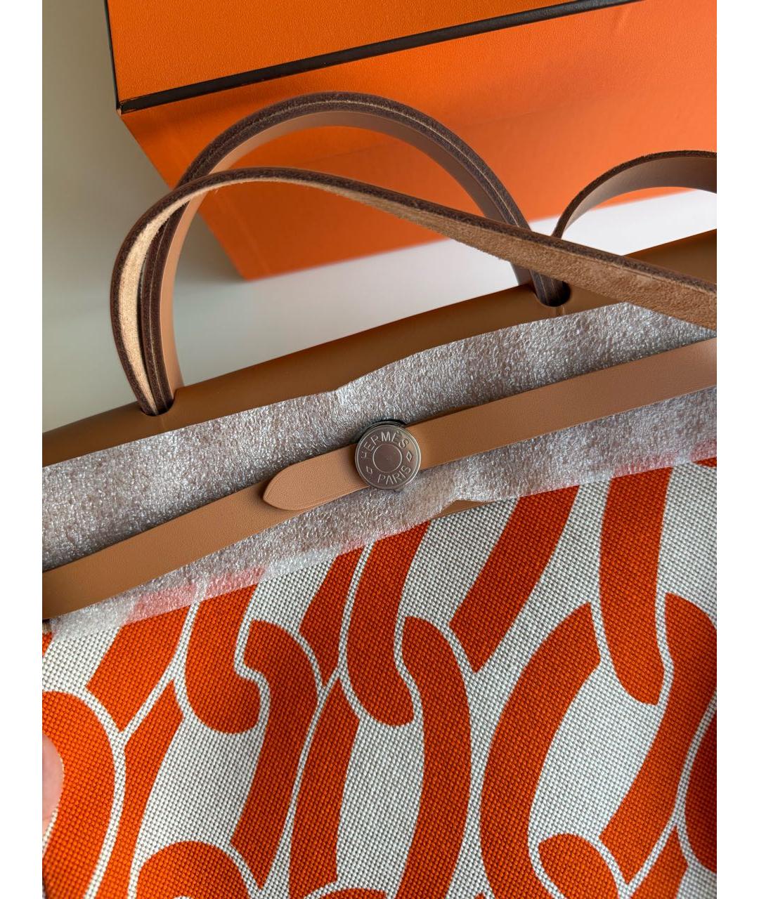 HERMES Оранжевая тканевая сумка через плечо, фото 4