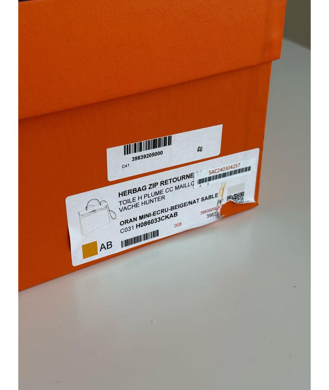 HERMES Оранжевая тканевая сумка через плечо, фото 5