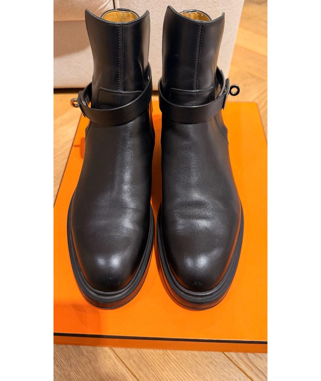 HERMES Черные кожаные ботинки, фото 2