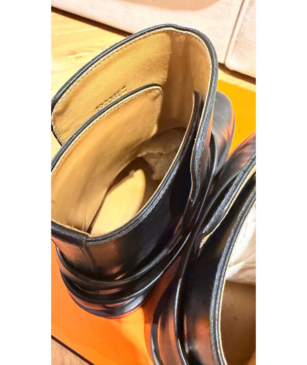 HERMES Черные кожаные ботинки, фото 5