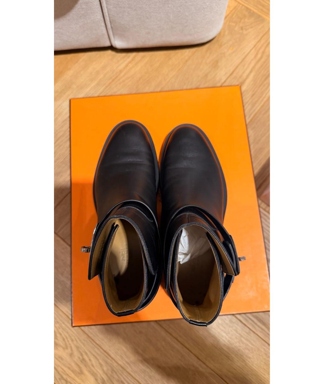 HERMES Черные кожаные ботинки, фото 3