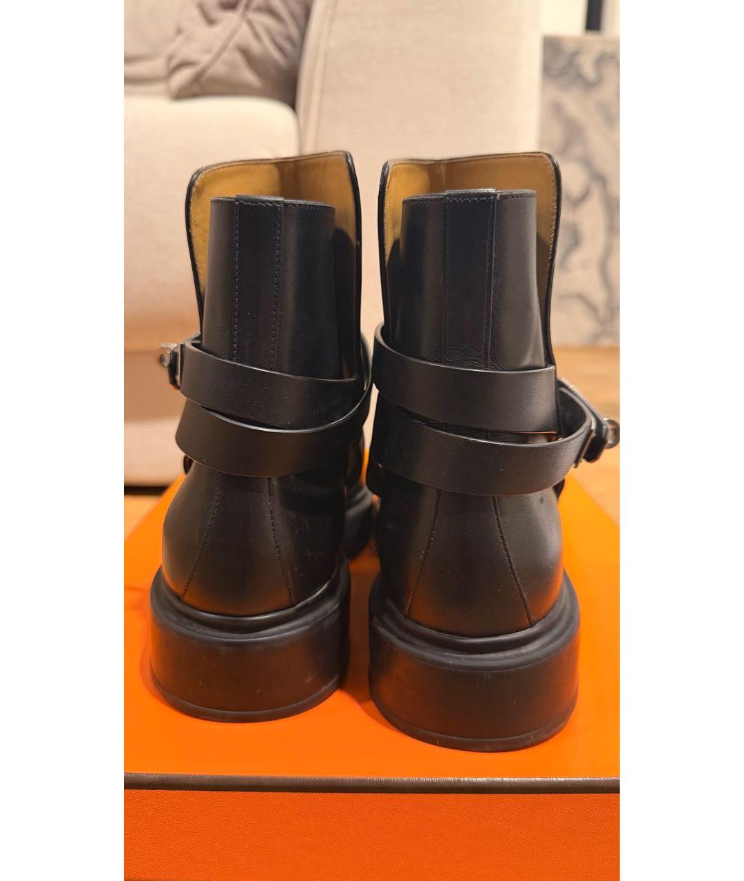 HERMES Черные кожаные ботинки, фото 4