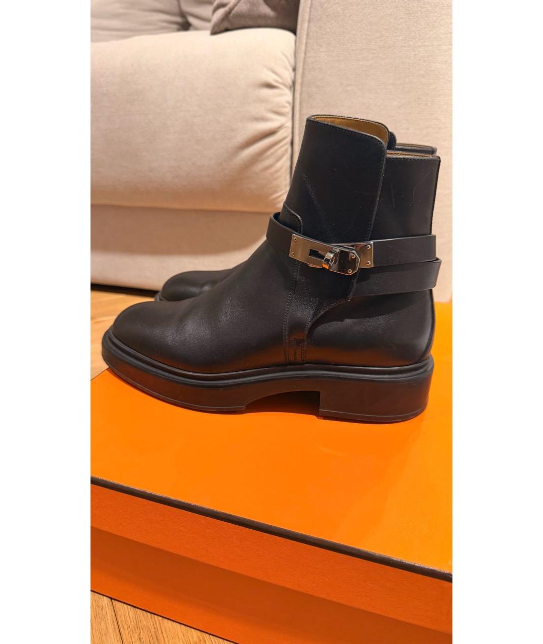 HERMES Черные кожаные ботинки, фото 8