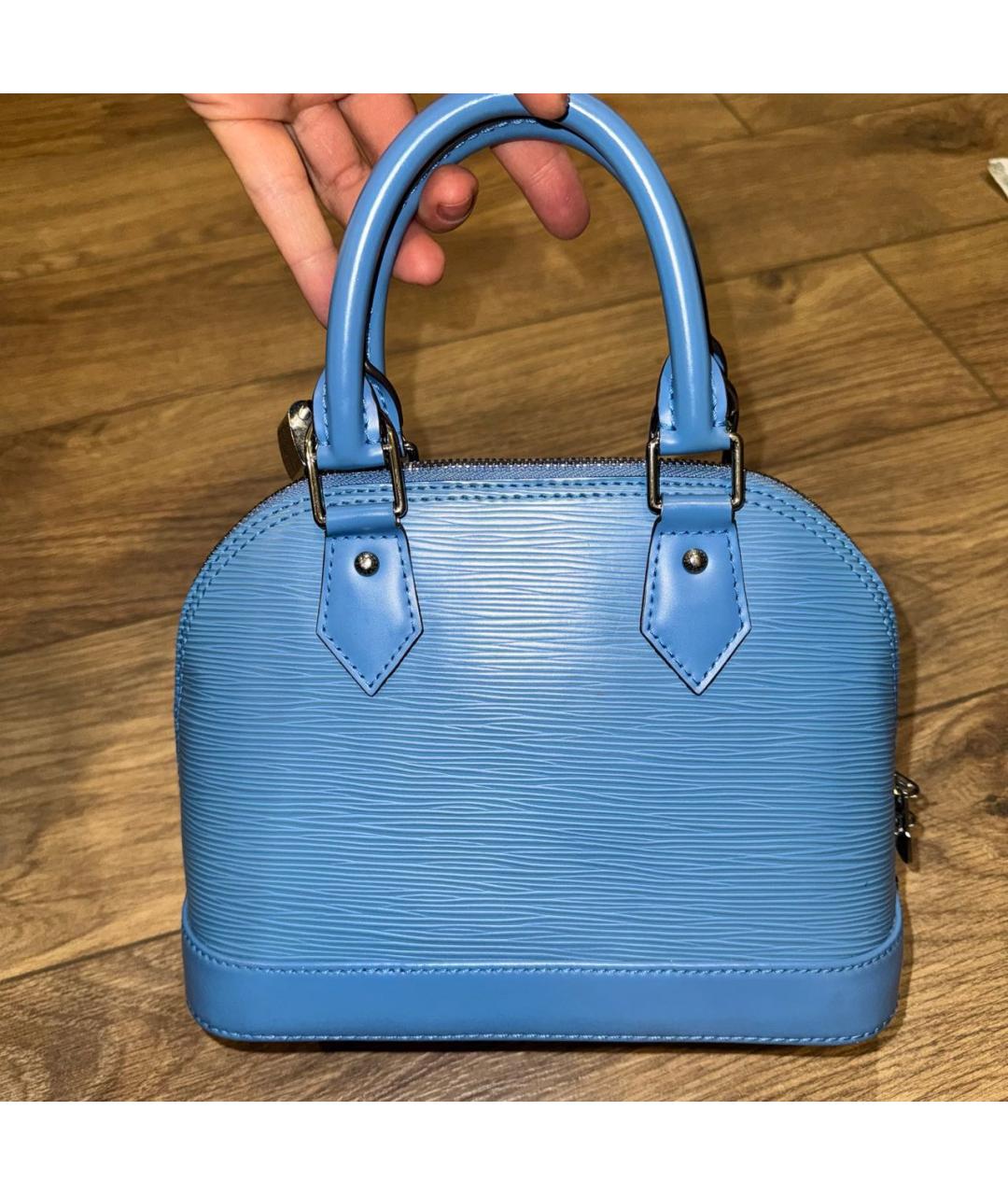 LOUIS VUITTON Голубая кожаная сумка с короткими ручками, фото 3