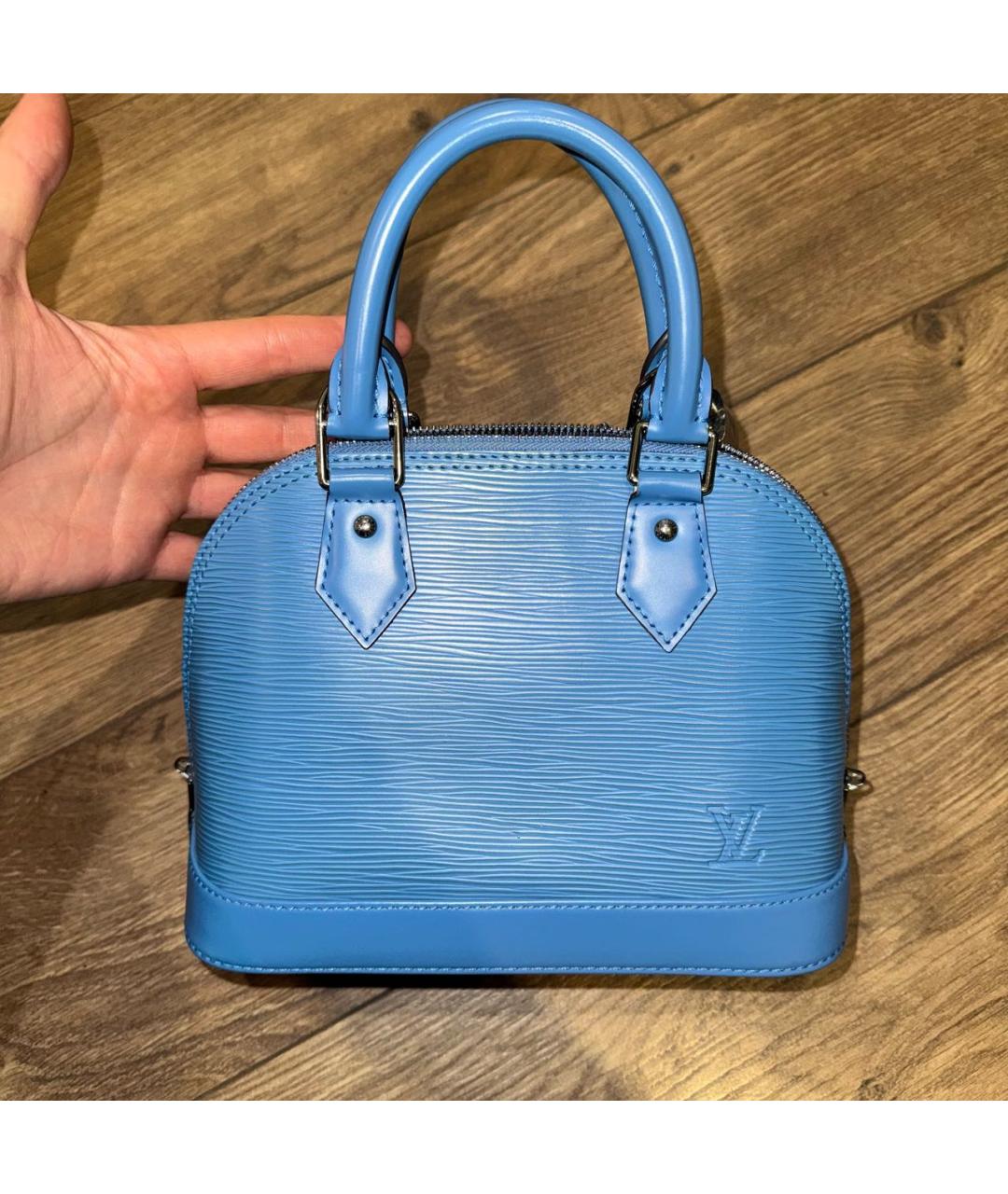 LOUIS VUITTON Голубая кожаная сумка с короткими ручками, фото 8