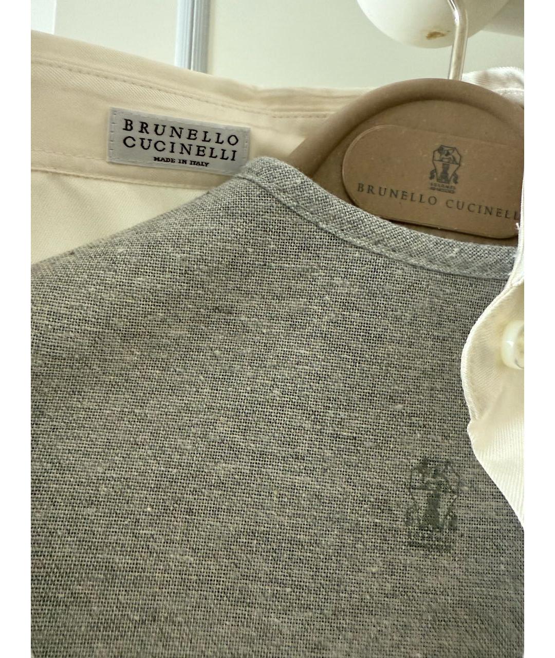 BRUNELLO CUCINELLI Белая шелковая блузы, фото 3