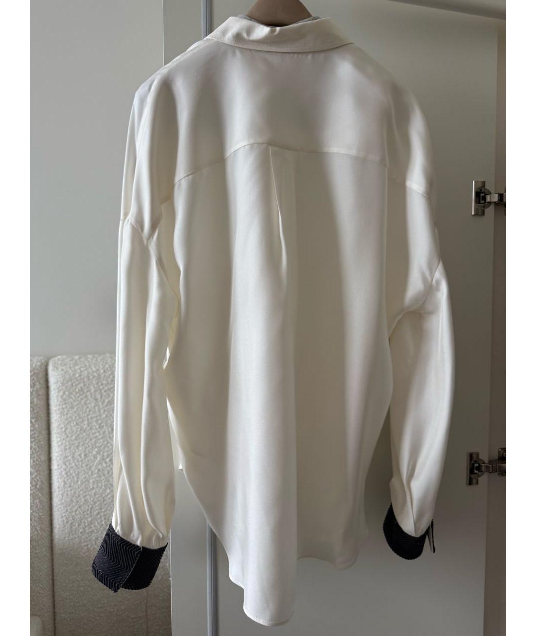 BRUNELLO CUCINELLI Белая шелковая блузы, фото 2