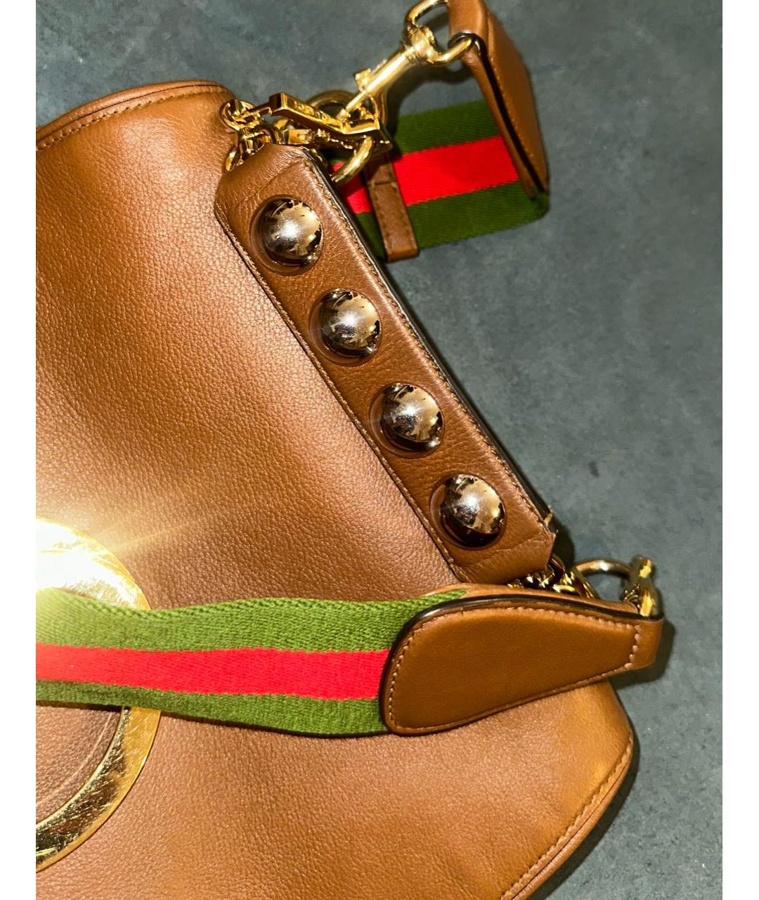 GUCCI Коричневая кожаная сумка через плечо, фото 2