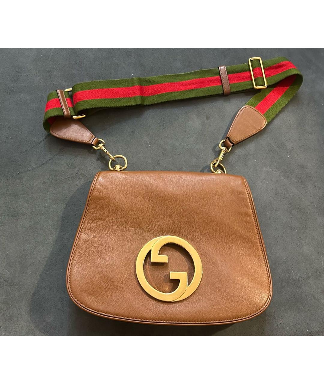 GUCCI Коричневая кожаная сумка через плечо, фото 8