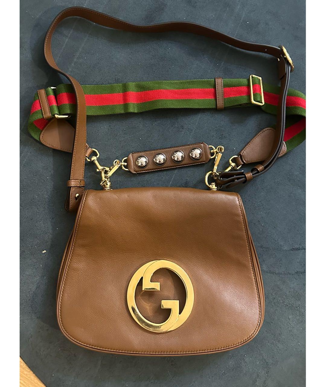 GUCCI Коричневая кожаная сумка через плечо, фото 9