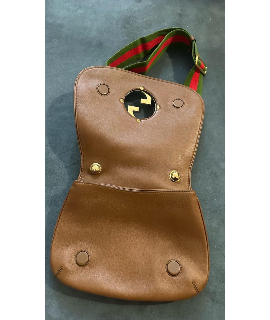 GUCCI Коричневая кожаная сумка через плечо, фото 6