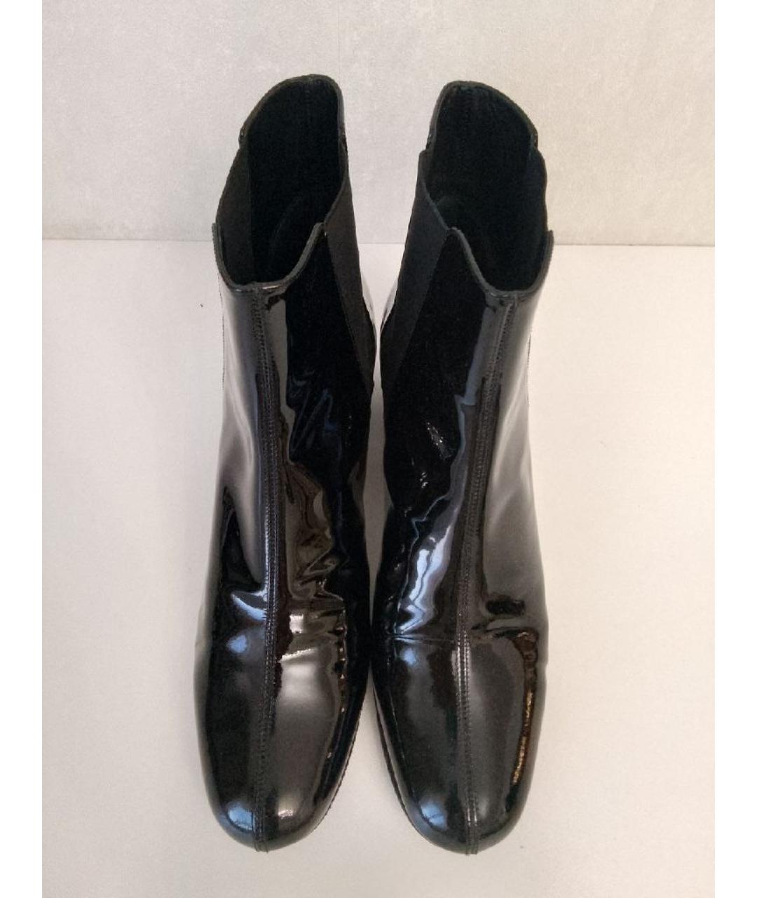 SAINT LAURENT Черные полусапоги из лакированной кожи, фото 4