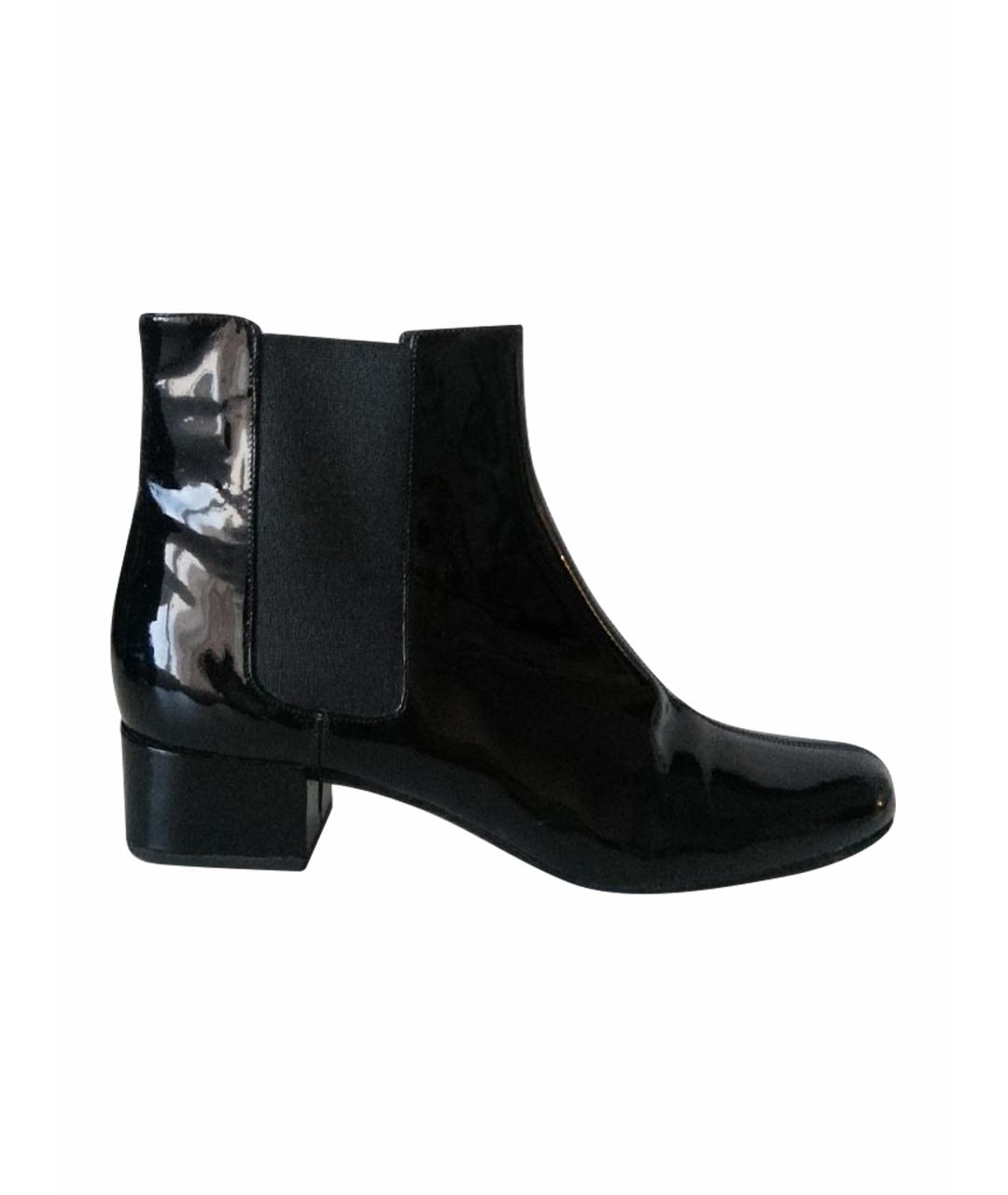 SAINT LAURENT Черные полусапоги из лакированной кожи, фото 1