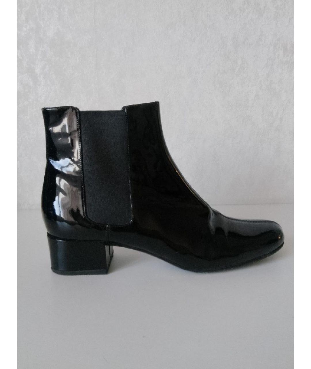 SAINT LAURENT Черные полусапоги из лакированной кожи, фото 6