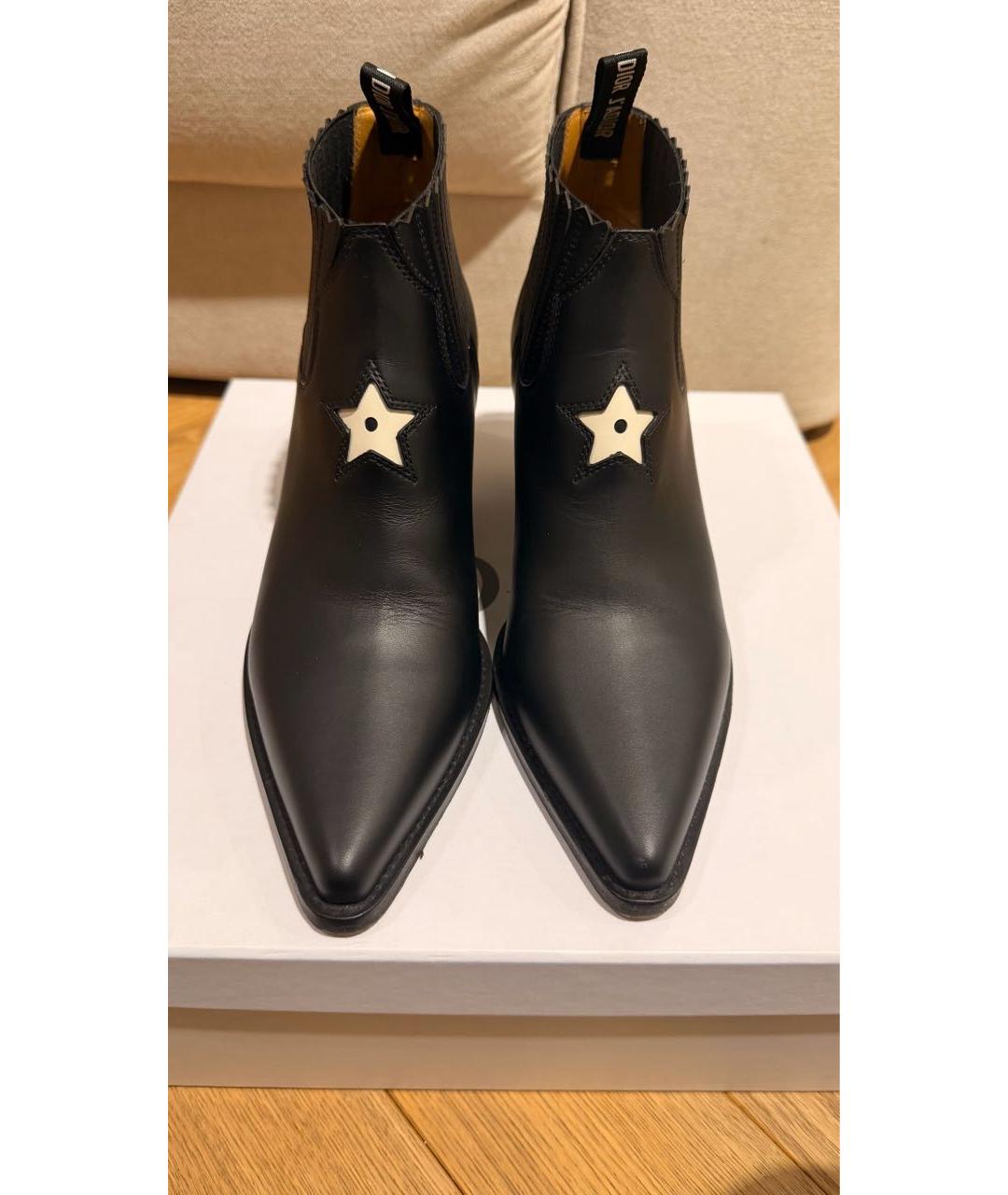 CHRISTIAN DIOR Черные кожаные полусапоги, фото 2