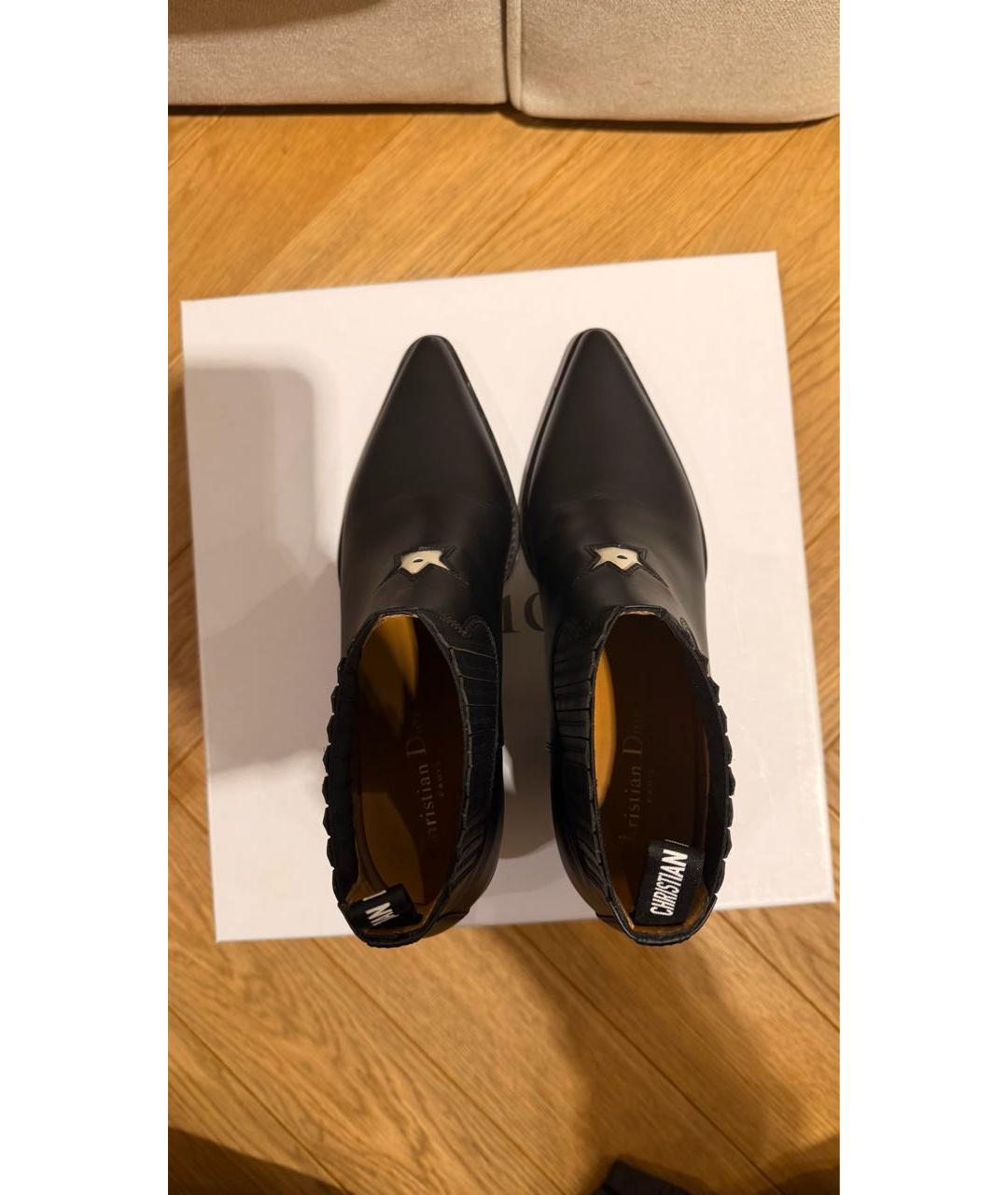 CHRISTIAN DIOR Черные кожаные полусапоги, фото 3