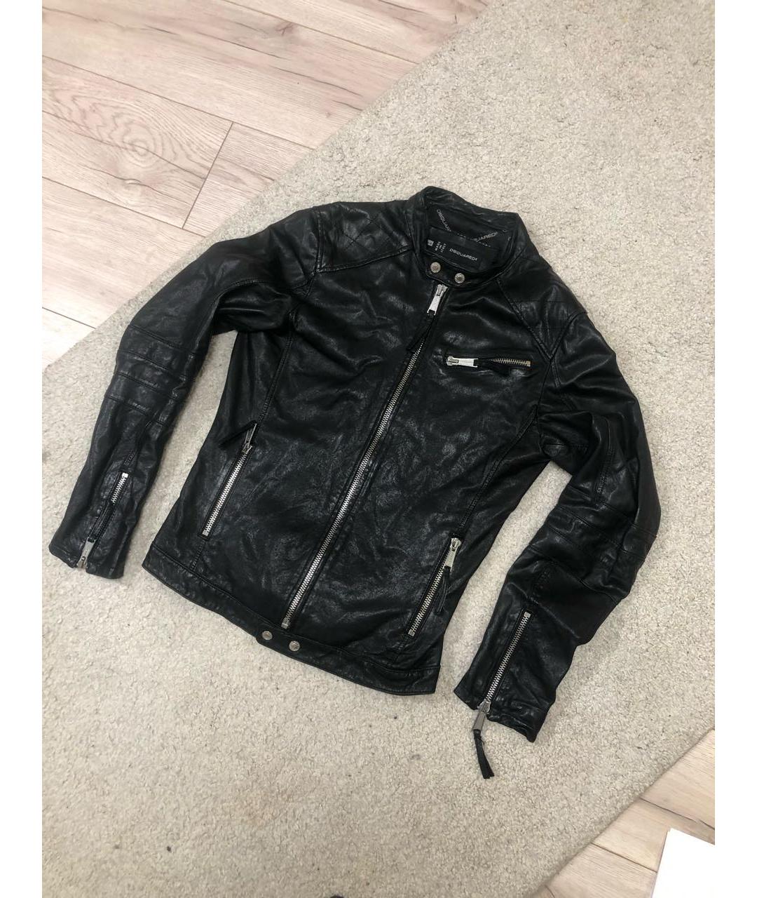 DSQUARED2 Черная кожаная куртка, фото 9