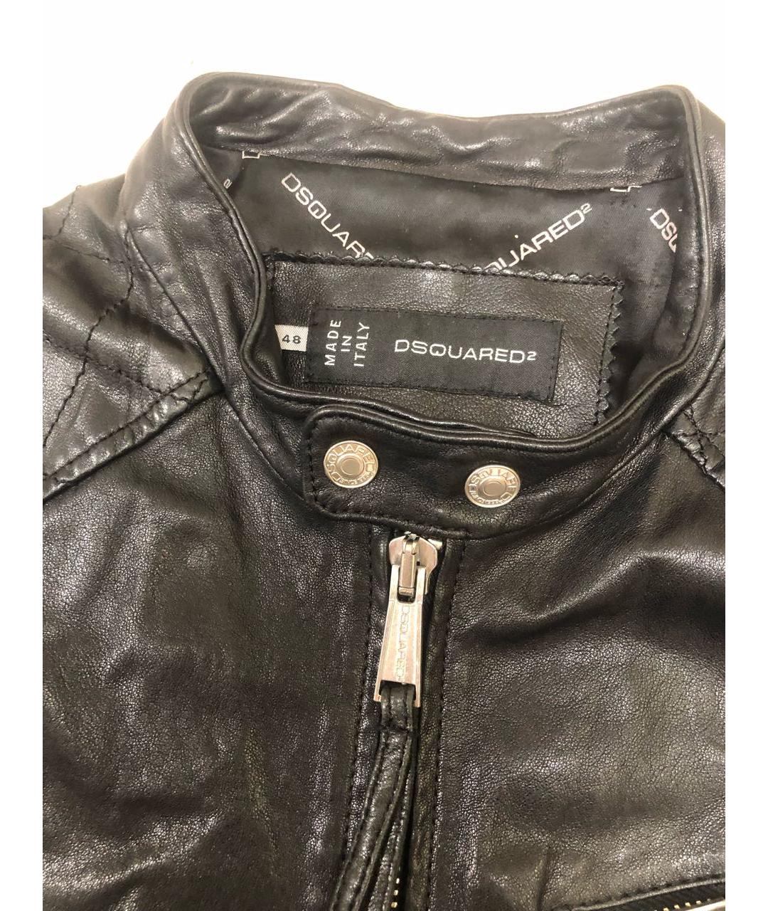 DSQUARED2 Черная кожаная куртка, фото 3