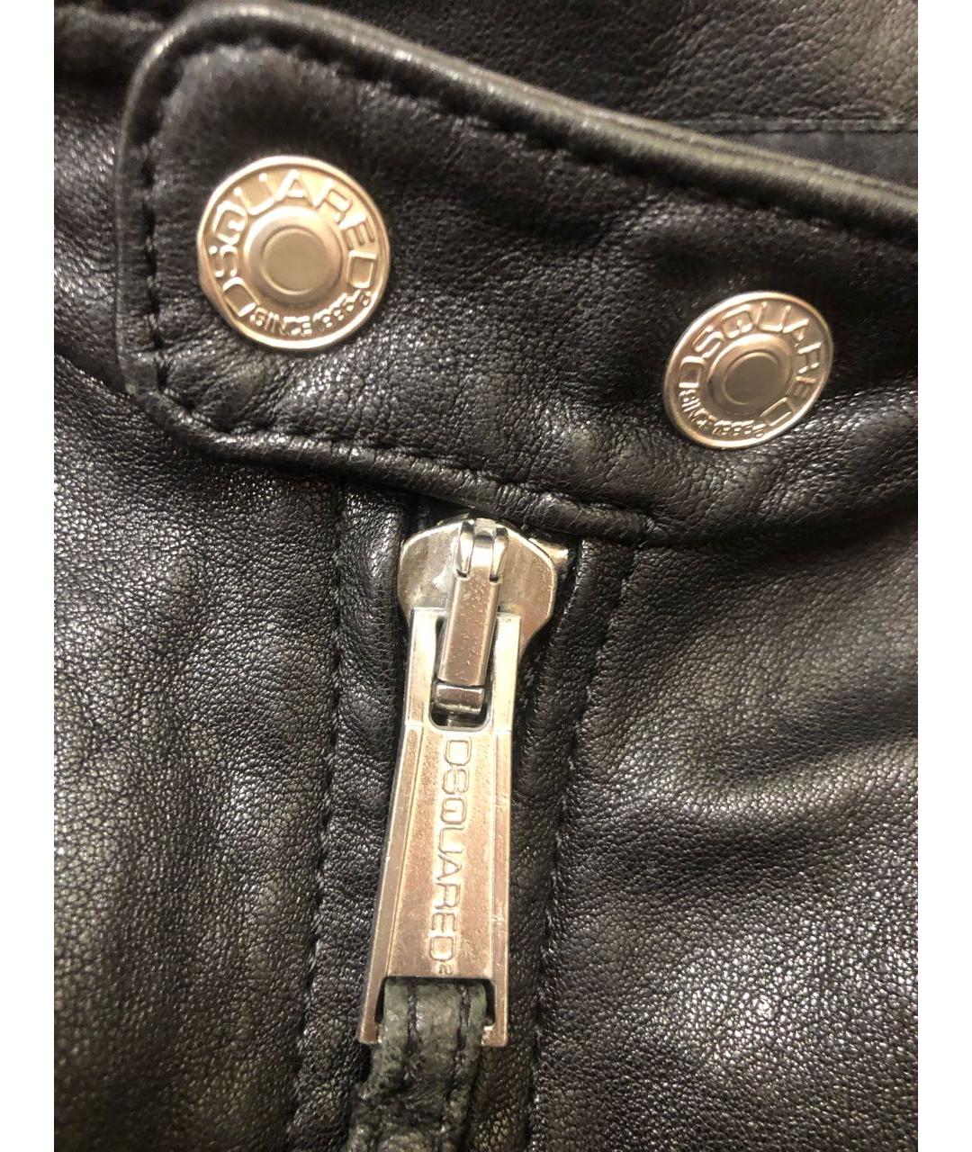 DSQUARED2 Черная кожаная куртка, фото 4