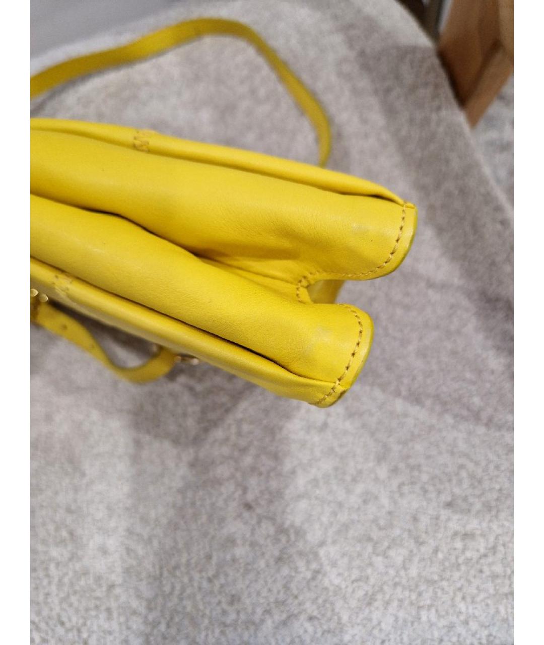 ETRO Желтая кожаная сумка с короткими ручками, фото 6