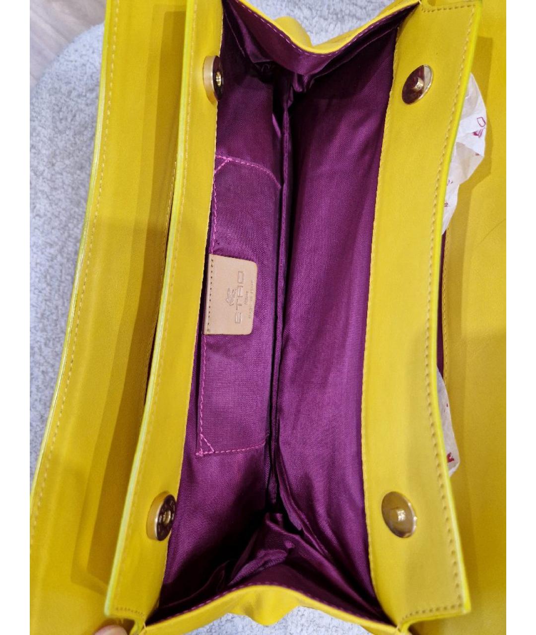 ETRO Желтая кожаная сумка с короткими ручками, фото 4