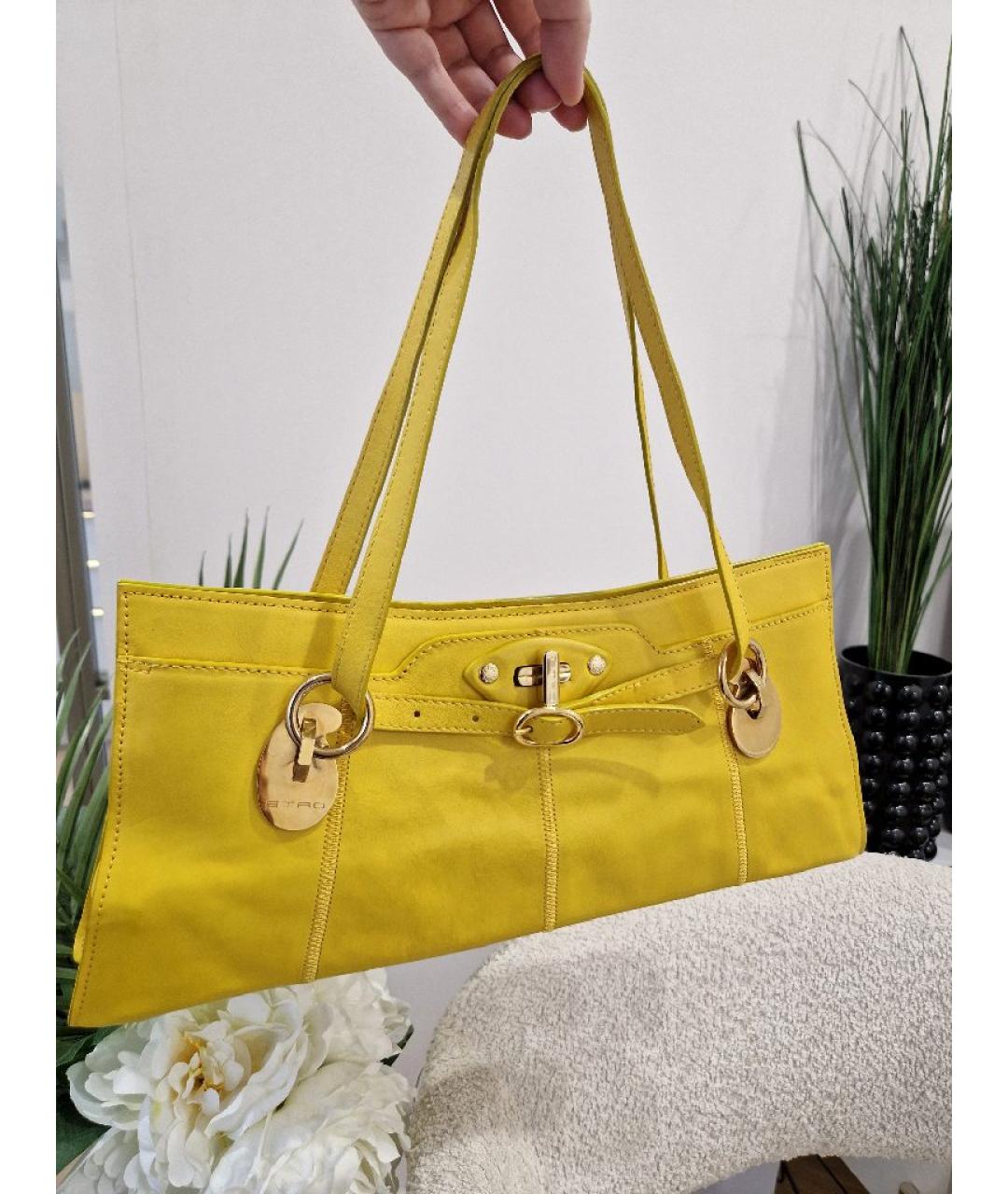 ETRO Желтая кожаная сумка с короткими ручками, фото 2