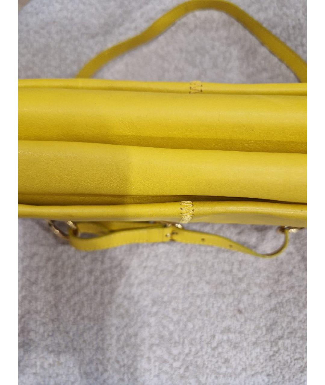 ETRO Желтая кожаная сумка с короткими ручками, фото 7