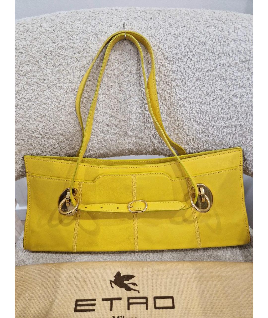 ETRO Желтая кожаная сумка с короткими ручками, фото 3