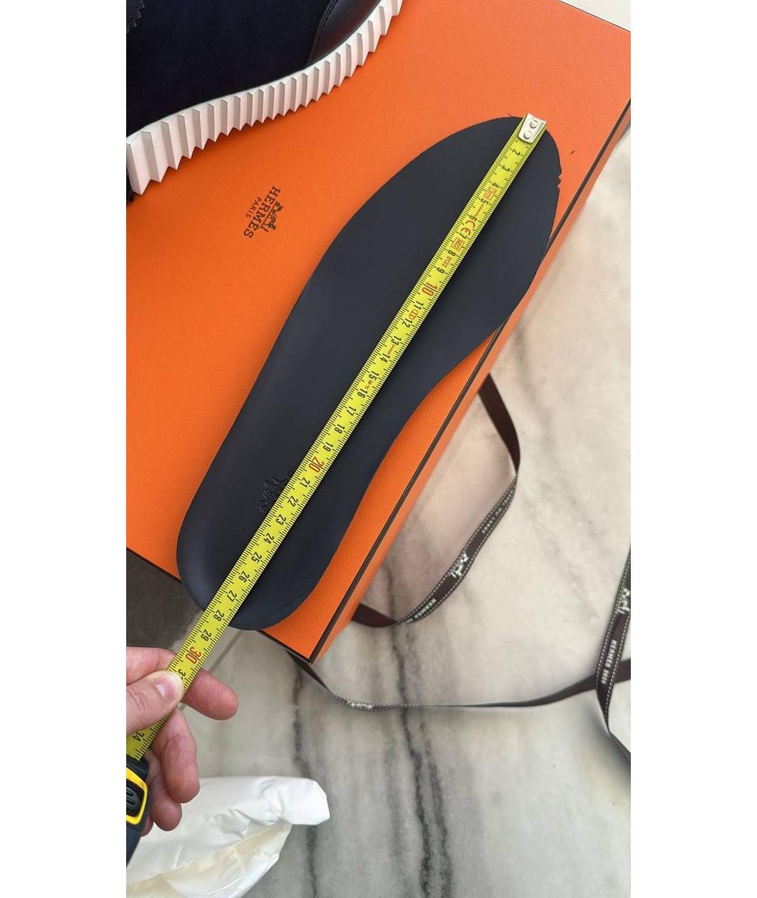 HERMES Темно-синие кожаные низкие кроссовки / кеды, фото 5