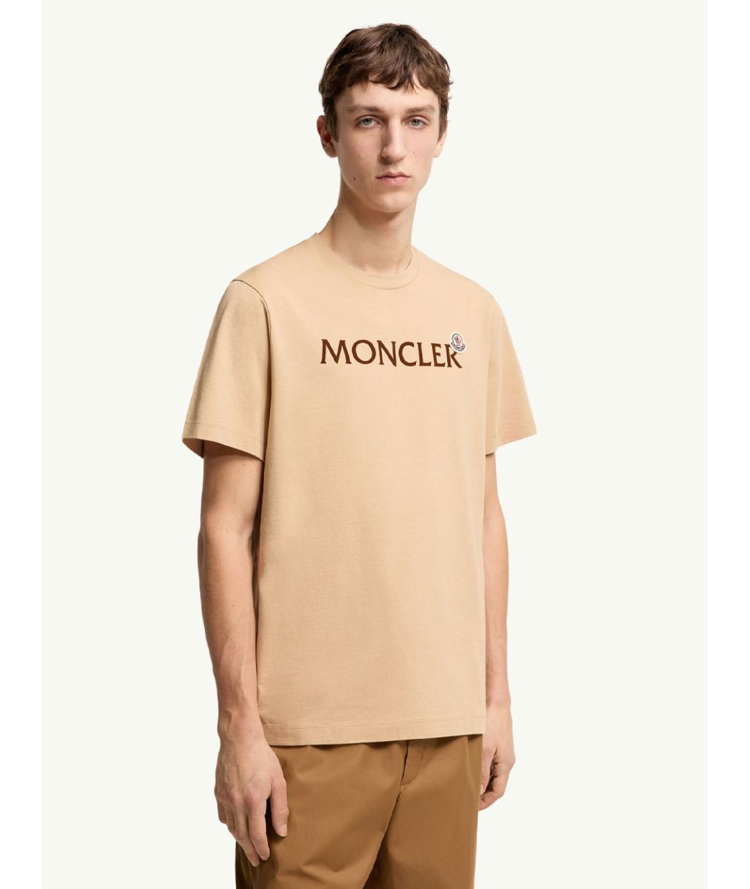 MONCLER Хаки хлопковая футболка, фото 2