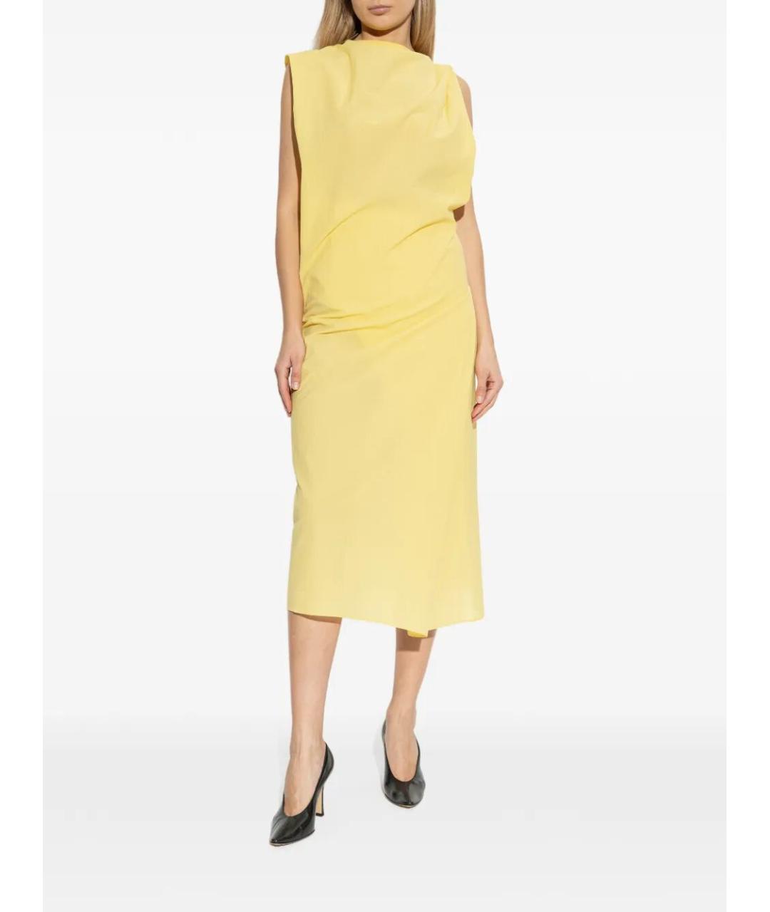 JACQUEMUS Желтое хлопковое повседневное платье, фото 3