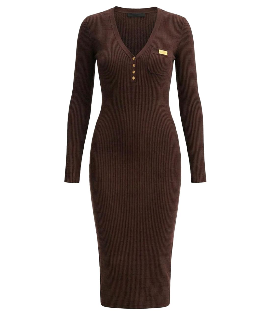 ELISABETTA FRANCHI Коричневое повседневное платье, фото 1