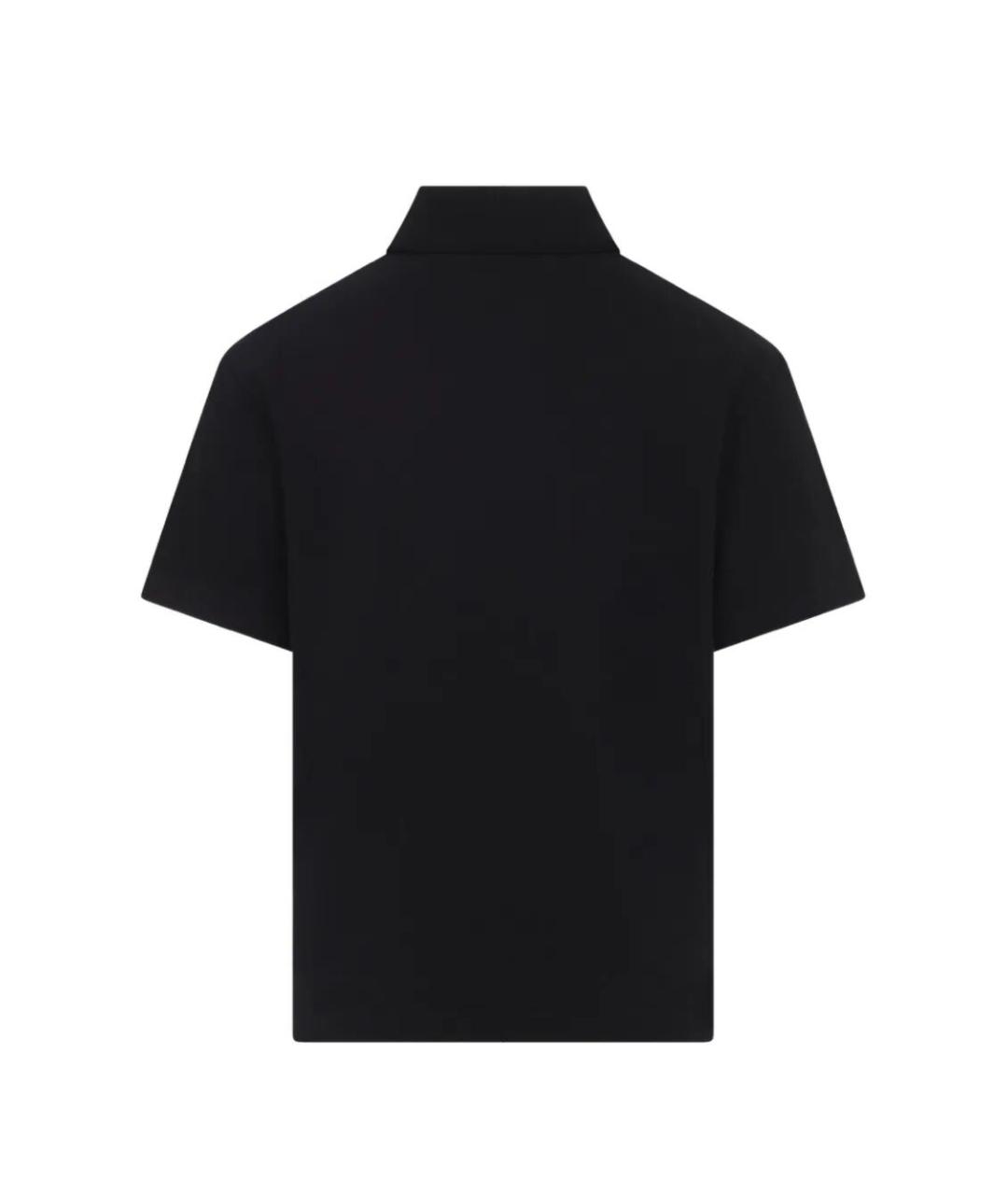 MONCLER Черное хлопковое поло с коротким рукавом, фото 2