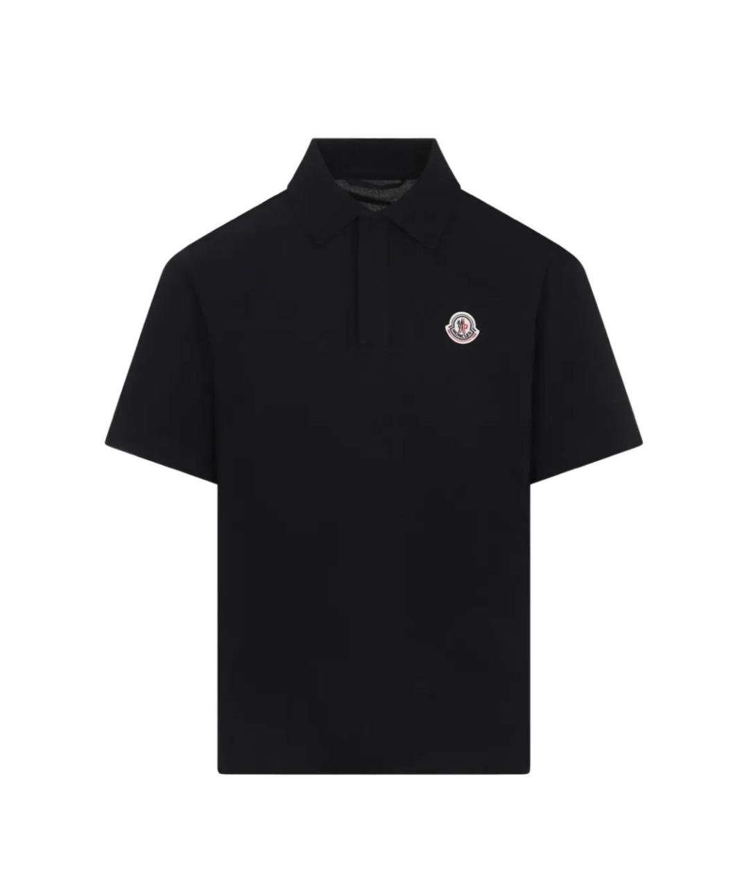MONCLER Черное хлопковое поло с коротким рукавом, фото 1