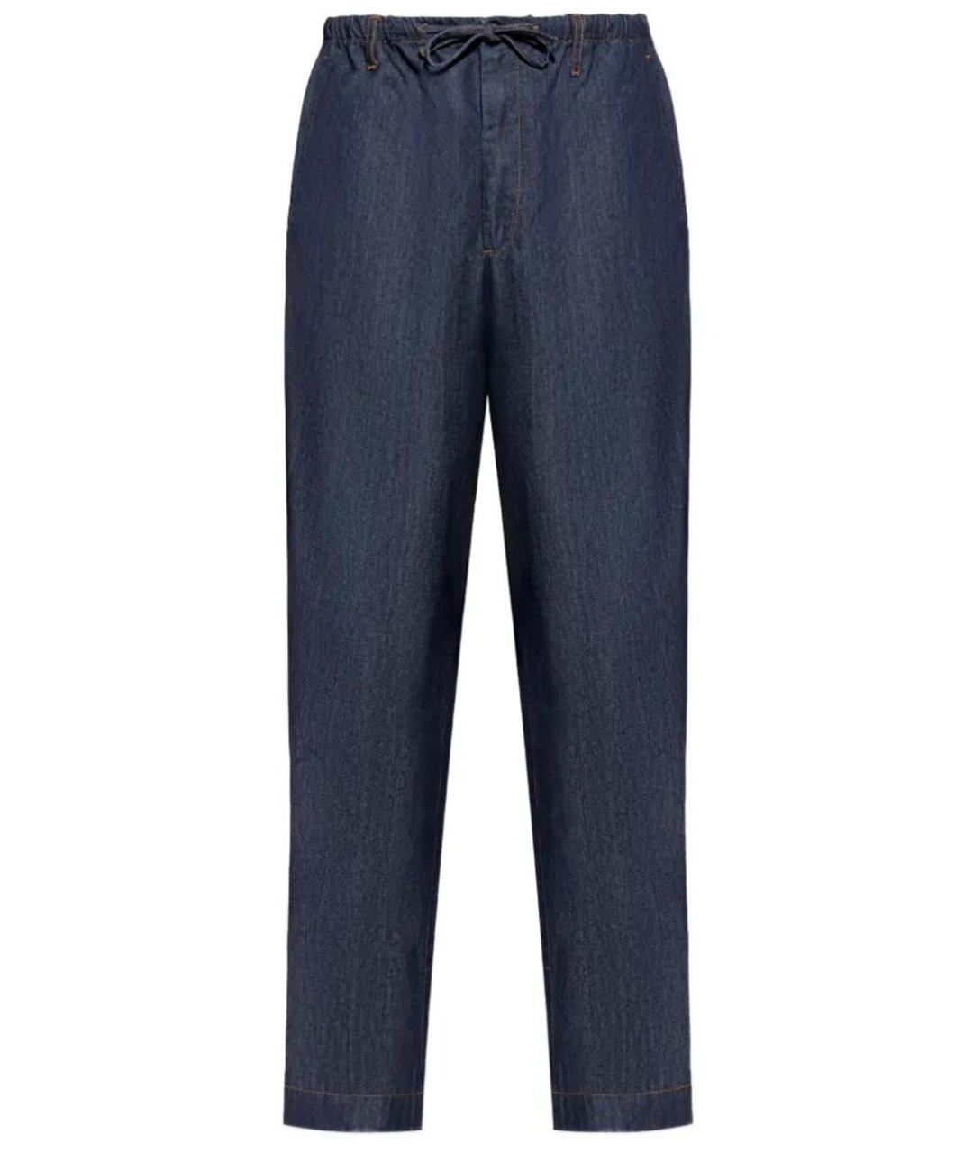 DRIES VAN NOTEN Синие хлопковые прямые джинсы, фото 1