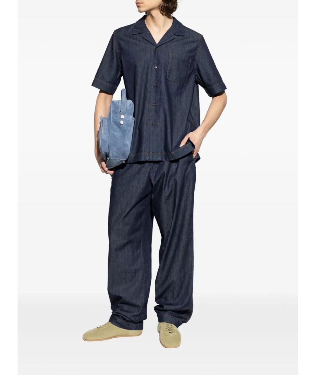 DRIES VAN NOTEN Синие хлопковые прямые джинсы, фото 4